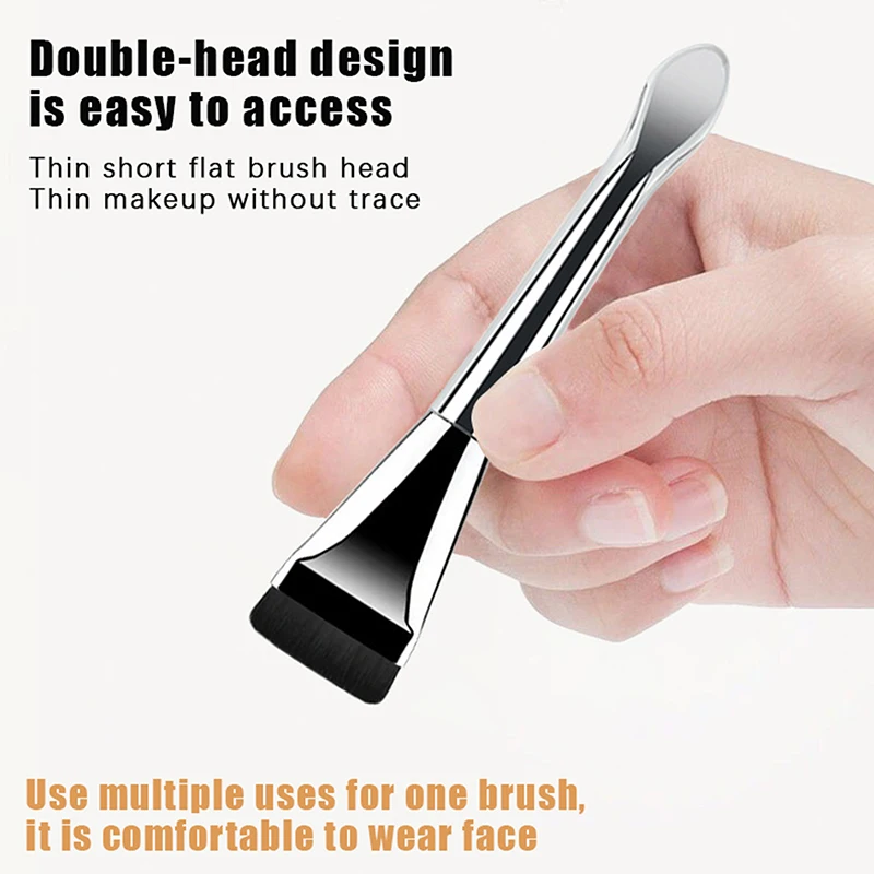 Brosse applicateur de masque Facial à Double extrémité, avec cuillère, cheveux plats et doux, nettoyage du visage, soins de la peau, maquillage, outil de beauté, spatule cosmétique