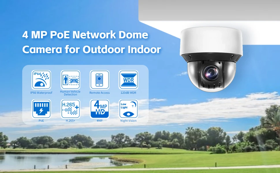 DS-2DE4A425IWG-E HIK 4MP PTZ IP Camera with Auto Tracking, PoE PTZ Network Camera with 25X Optical Zoom, 16X Digital Zoom