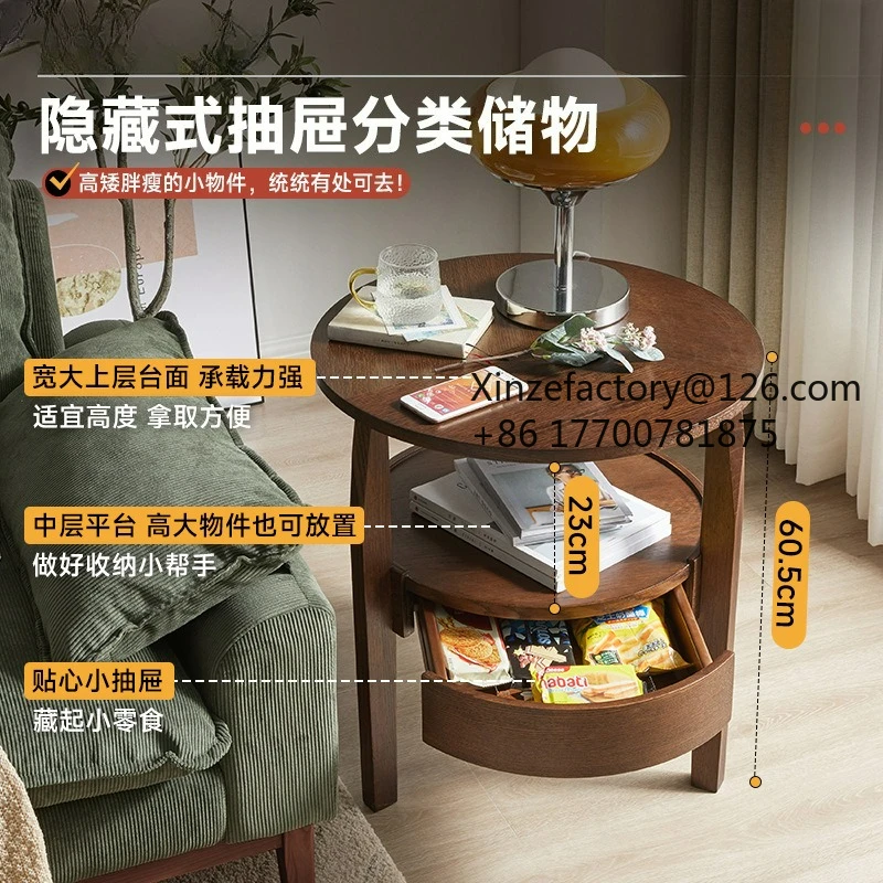 Factory Direct 2026 Top Rated Solid Wood Sofa Side Small Coffee Table Simple Living Room Side Coffee Table Small Round Table