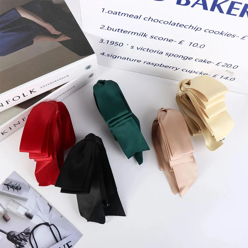 Cute Ribbon Satin Vertical Clip Bowknot High Ponytail Fixed Bow Headwear Banana Clip Girls Hairpin Korean Style Hair Clip