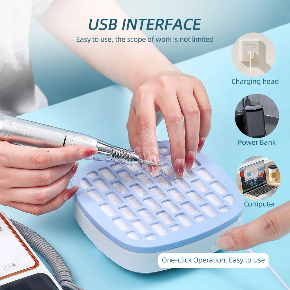 Mini collettore di polveri per unghie Aspirapolvere per polvere per unghie con filtro da 10 pezzi Strumenti per manicure in cotone per la raccolta di rimozione della colla per unghie Pow