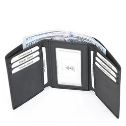 Trifold Wallet For Man Short Purse Carbon Fiber Functional Male Wallet Card Holder