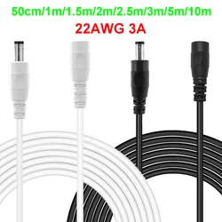 5.5mm 2.1mm DC Extension Cord 5V 12V 22AWG 3A 1/2/3/5/10m Male Female Jack Power Cable for CCTV Security Camera LED Strip Lights