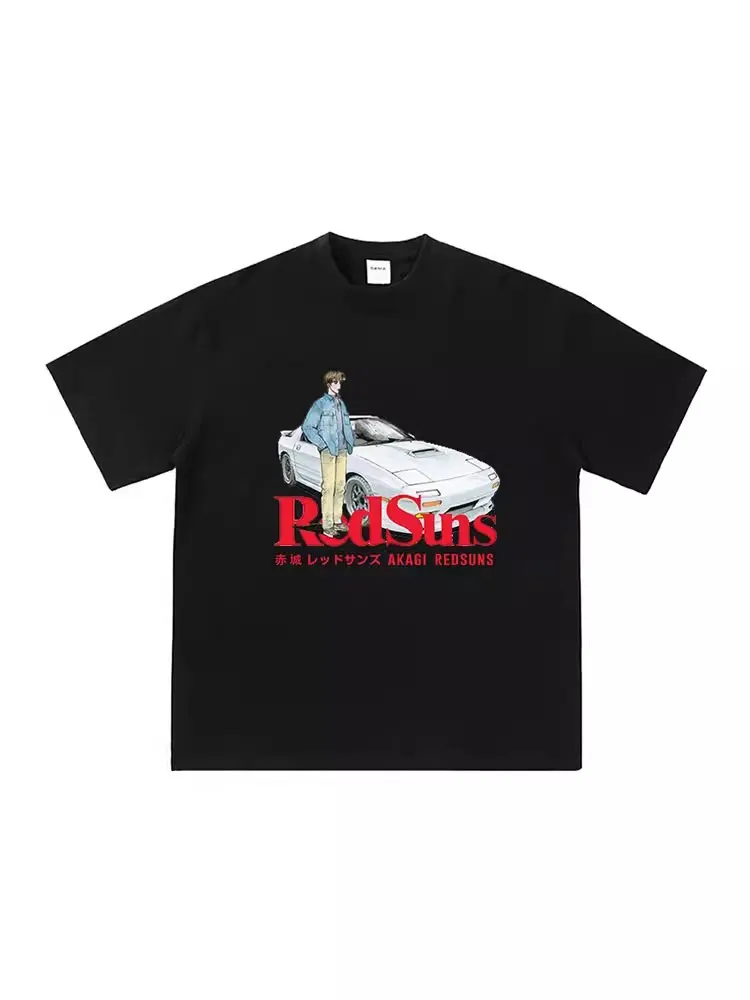 

Japanese Car Pattern Printed Cotton T-shirt, Short-sleeved, Suitable for Both Men and Women, for Casual Daily Wear.