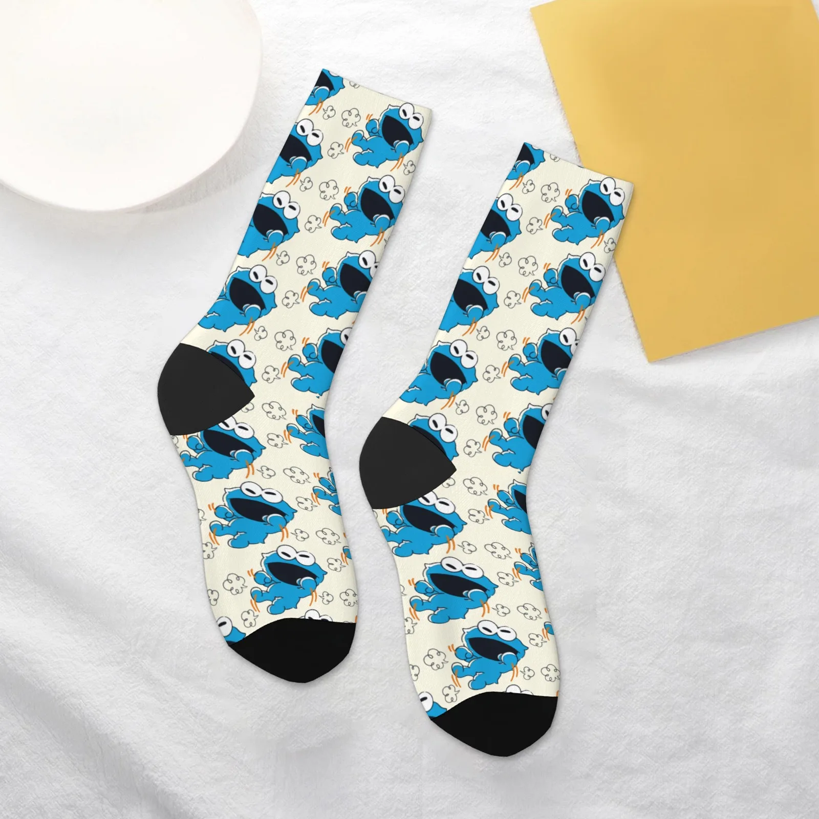 

Новинка, средние носки с тематикой «Улица Сезам», «Печенье Монстр», Harajuku, милый синий узор, ностальгический милый подарок | Модные повседневные носки