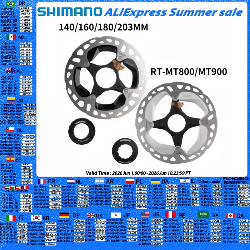 Shimano Center serrure disque Rotor XTR RT MT900 DEORE XT SLX MT800 RT CL800 CL900 RT70 hydraulique Dura Ace vélo frein disque Rotor