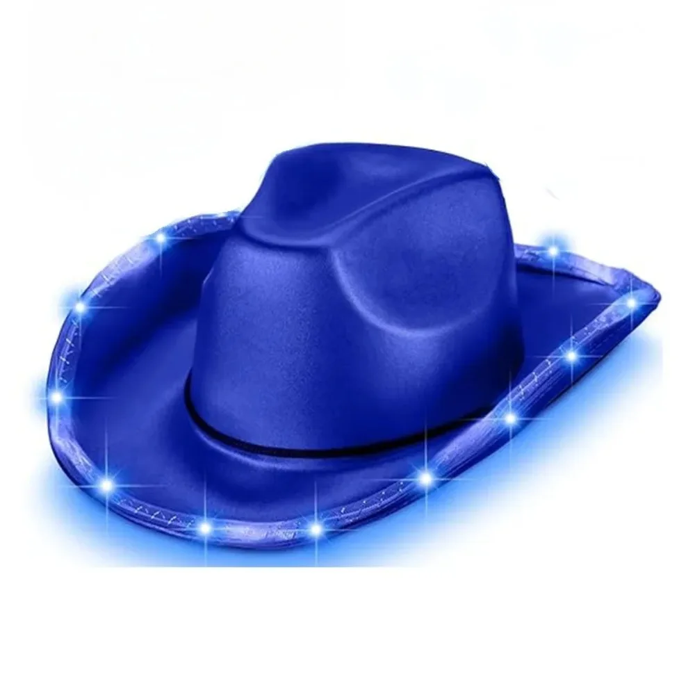 Durable EVA Space Cowgirl Hat Comfortable Composite Light Up Cowgirl Hat LED Shiny Cowboy Hat Dress-Up