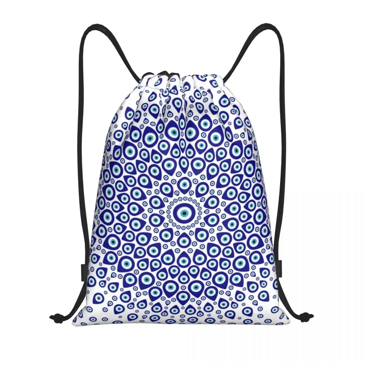 Nazar Turkish Eye Circular Ornament Drawstring Backpack Women Gym Sport Sackpack Portable Amulet Boho Hamsa Shopping Bag Sack