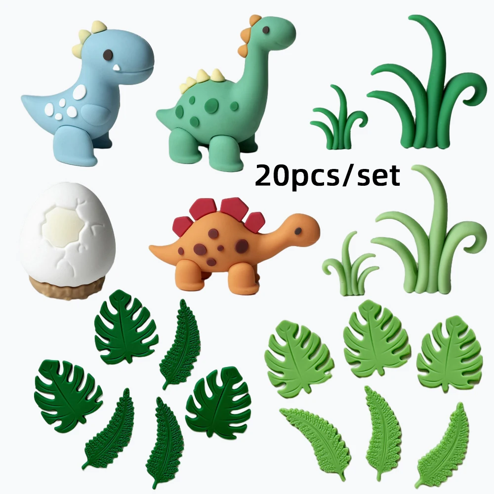 Jurassic Dinosaur Cake Topper Fire Dragon Stegosaurus Brachiosaurus Beeldjes voor Kid Cartoon Verjaardagsfeestje Cake Decor Supplies