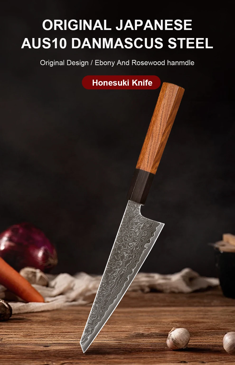 15,2 cm japanisches Honesuki-Messer, handgeschmiedeter Damaststahl, professionelle Küchenmesser, Chef, scharfes Mehrzweck-Ausbeinen, Kochutensilien – Detail 1