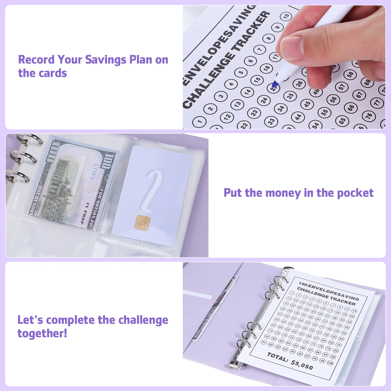 Конверт Savings Challenge Book Экономия денег и блокнот с денежными конвертами Расход из ПВХ с вкладышами