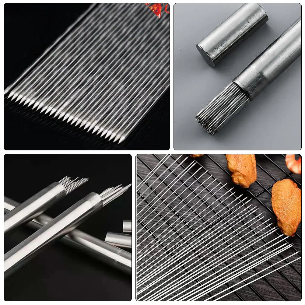 

100Pcs Stainless Steel Bbq Skewers High Temp Corrosion Resistant Strong Heat Transfer Portable Convenient Barbecue Sticks Tool