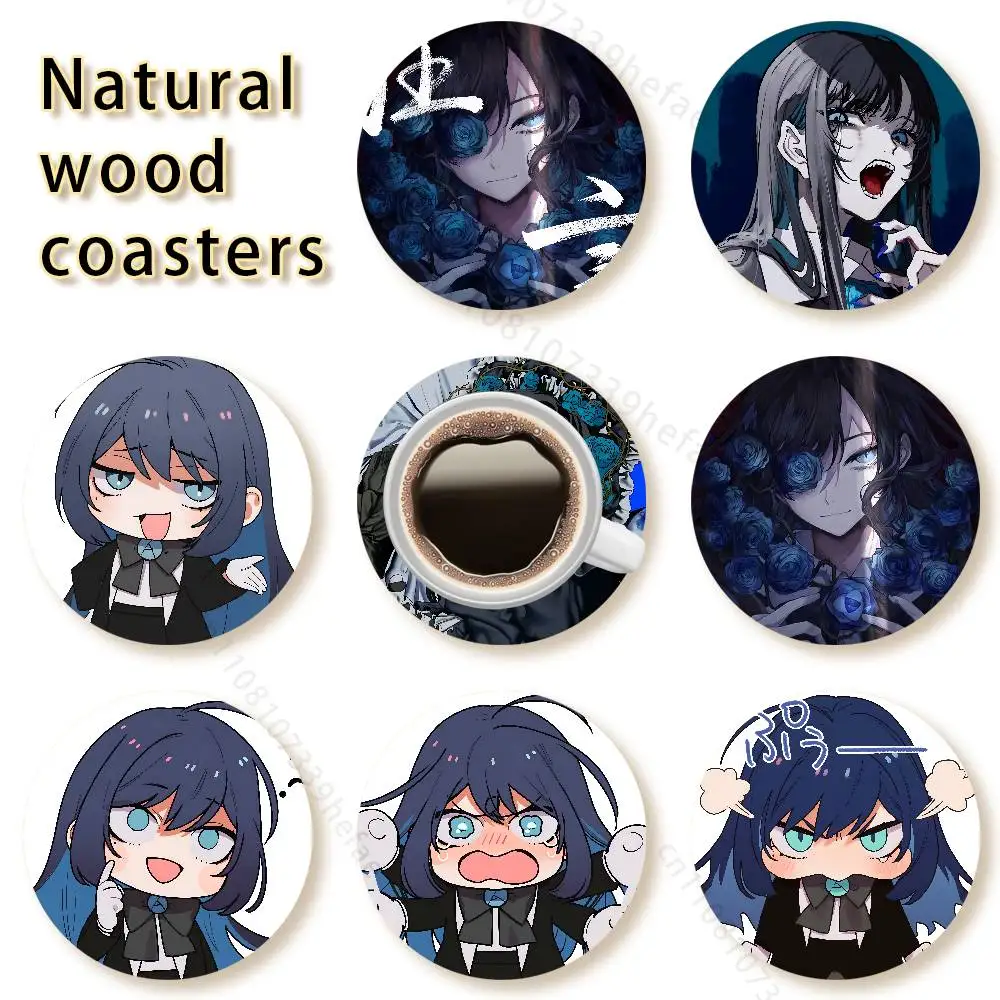 

A-Ado Japanese Singer Style Vintage 4in Wooden Coasters Coffee Tea Cups Home Decor Christmas New Year Party Gift