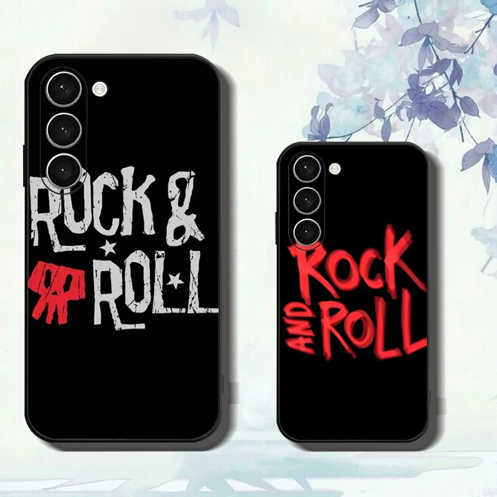 R-Rock R-Roll Skull Phone Case For Samsung Galaxy A52 A12 A51 S21 Edge S22ULTRA S23 S20LITE Plus Ultra Black Cover