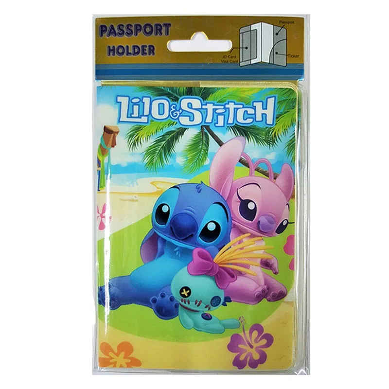 Disney Lilo & Stitch Passport Holder PVC Leather Unisex Travel Passport Cover Case Card ID Holders 14cm*9.6cm