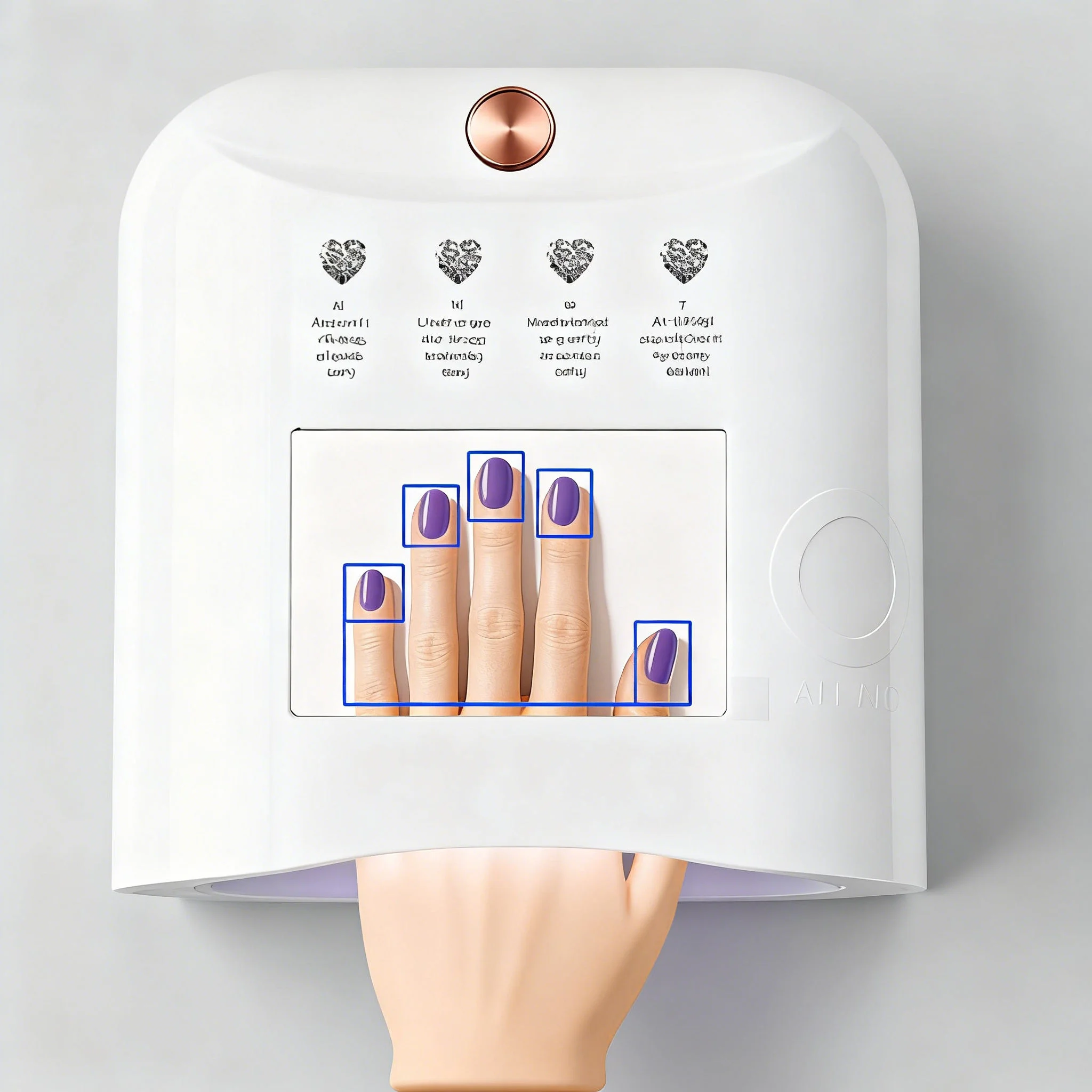 New Luxury Design Metal Nail AI LED UV Nail Lamp with Camera LCD Screen High Power Painless Fast Curing for Home & Salon Use