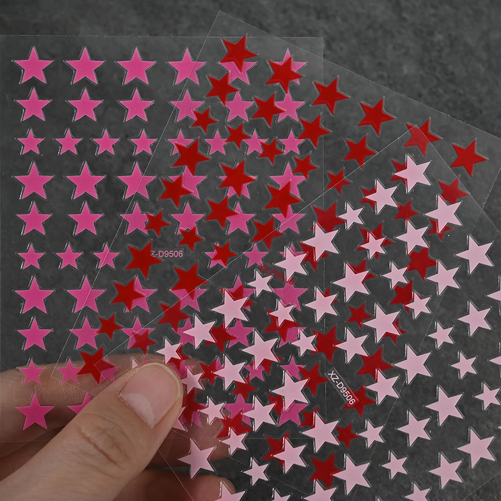 8Pcs/Set 3D Y2K Stars Nails Stickers 8-Colors Pentagram Self-Adhesive Nail Decals Five-point Stars Manicure Decoration Sliders 1