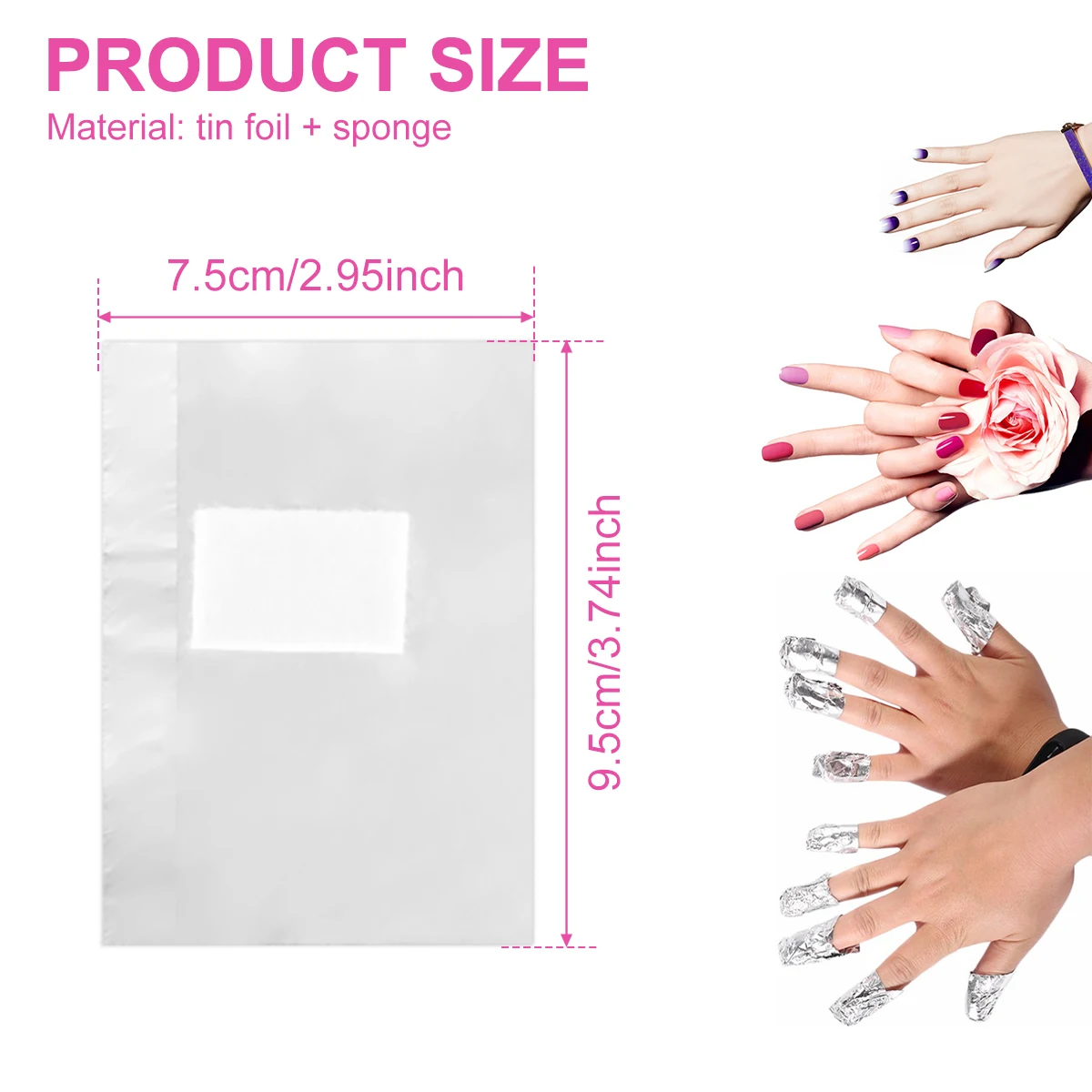 500/1000Pcs Aluminium Foil Gel Nail Remover Wipes Polish Removal Soak Off Acrylic UV Gel Remover Wrap with Acetone Manicure Tool view 2