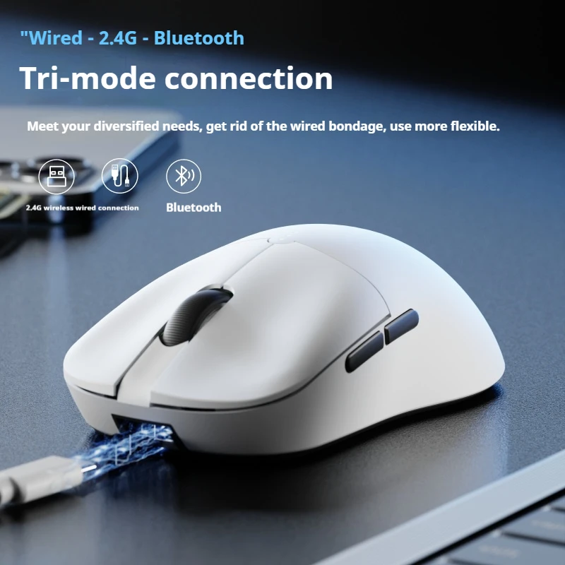 EWEADN K01 Wireless Tri-Mode Gaming Mouse, High Performance, Long Battery Life, Lightweight Design for Gaming, ESports & Office