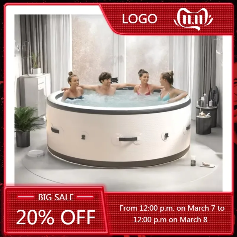 

STLF Oem 4-6 Person Inflatable Hot Spa Pool Bubble Massage Pvc Stitch Outdoor Ice Bath Tub Indoor Round Inflatable