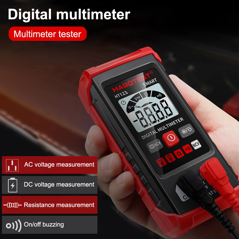 HT123 Digital Multimeter - Electric Tester Voltmeter Multimeter - Automatic Ranging Voltmeter Non-contact Voltage Tester