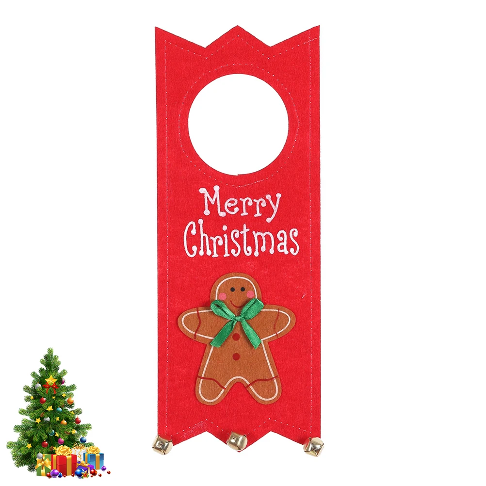 1pc Natale Maniglia della porta Ciondolo Gingerbread Man Man Maniglia della porta Ornamento Decorazione appesa per le vacanze Home Office Hotel Ristorante