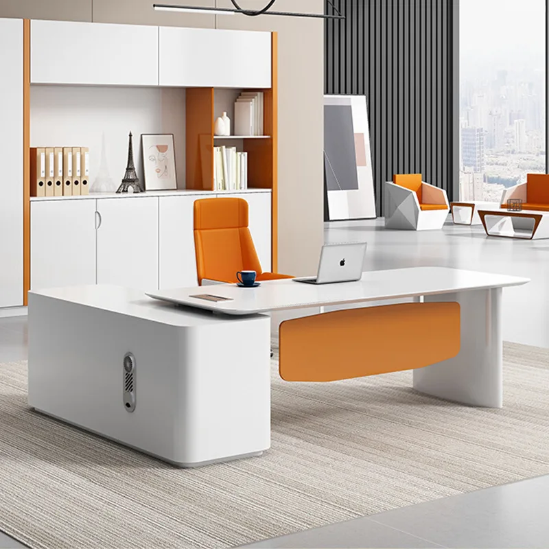 YJQ Painted Boss Executive Desk Fashionable Manager Executive Table Modern Simple Office Furniture