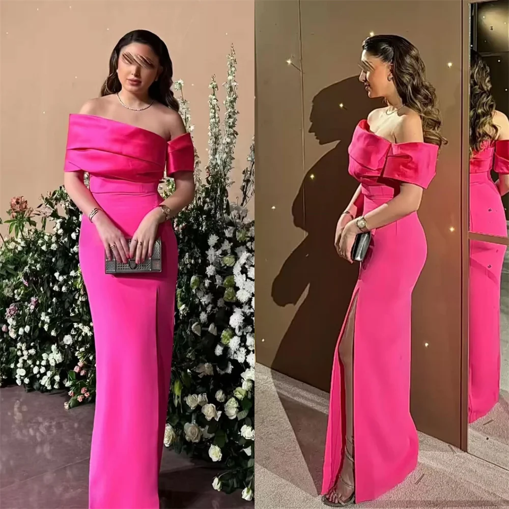 Saudi Arabia Evening Dress Dearin Off-the-shoulder Sheath Floor Length Skirts Layered Hugging Bespoke Occasion Dresses Prom Form