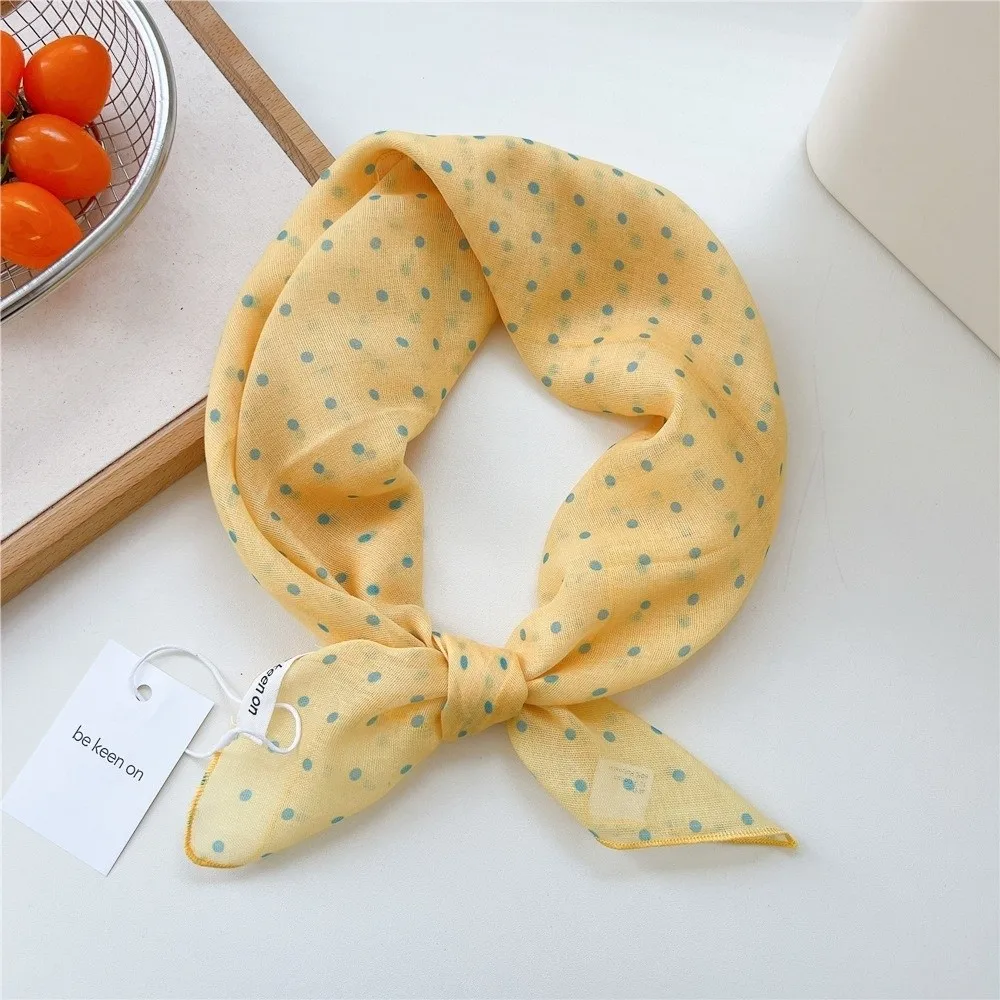 Versatile Lightweight Polka Dot Headscarf Multi Color Soft Neckerchief Headwrap Breathable Bandana Autumn