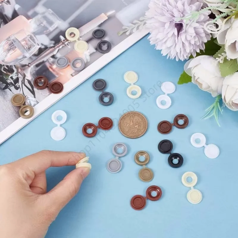 100Pcs/bag  Plastic Foldable Self Tapping Screw Bolt Nail Nut Decorative Cap Furniture Decorative Nuts Cover Furniture Hardware