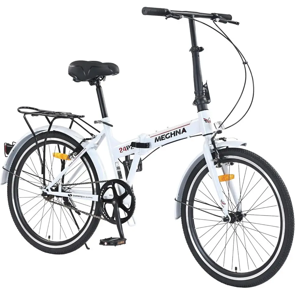 

24 Inch Foldable City Bike with 7-Speed Gears and Dual V-Brakes for Adult Commuting and Exercise