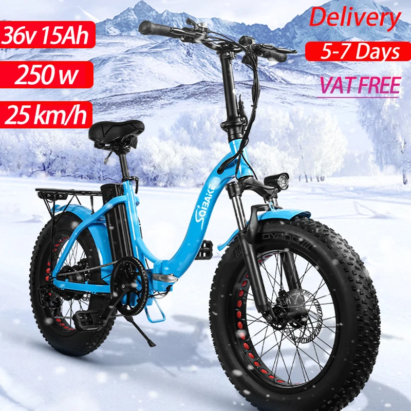 EU Delivery 250W Aluminum Folding Electric Bicycle 36V 15Ah 20Inch Fat Tire Ebike 25KM/H Urban Commuting City Bike Fatbike