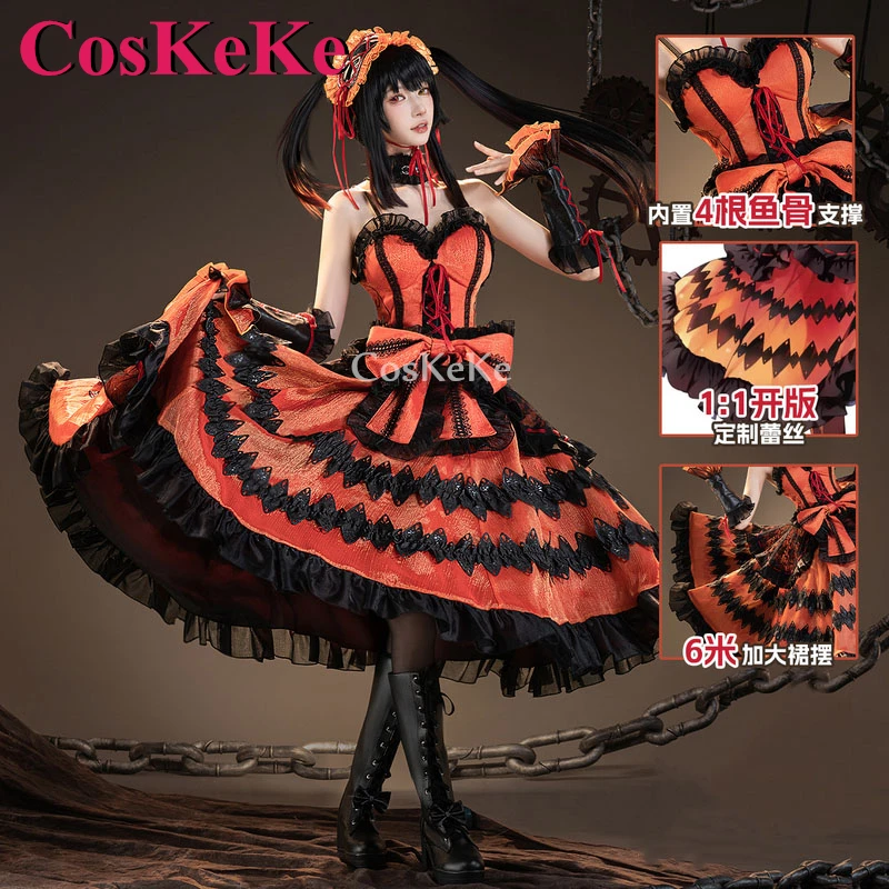 CosKeKe Tokisaki Kurumi Cosplay Anime Date A Live Costume Gorgeous Sweet Uniform Dress Halloween Party Role Play Clothing S-XL