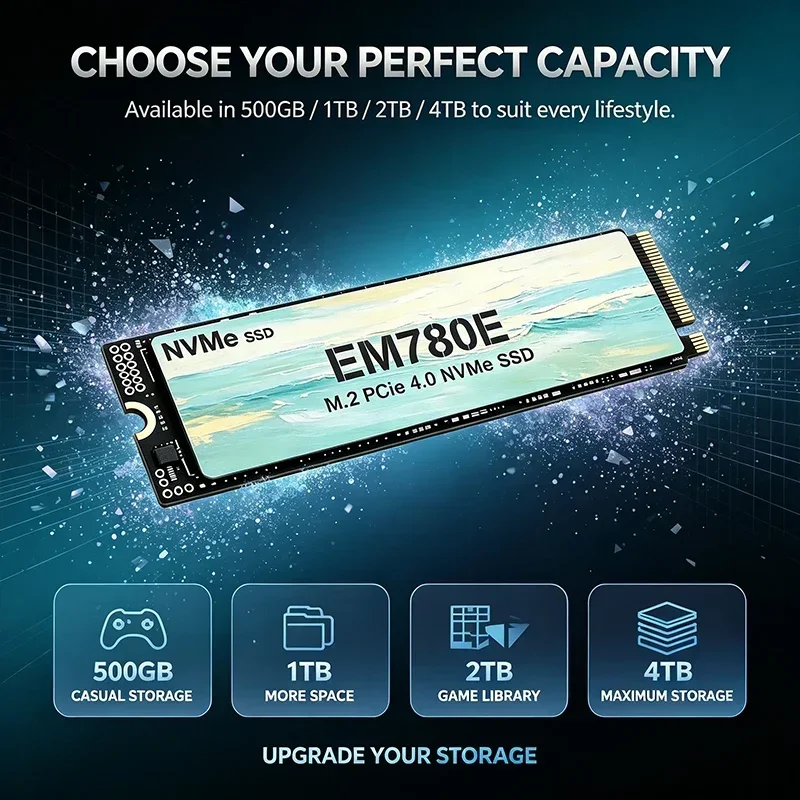 EM780E M.2 NVMe PCIe 4.0 Internal SSD 500GB 1TB 2TB 4TB Solid State Drive High Speed Gen4 for Gaming Office PC Laptop Pro Max