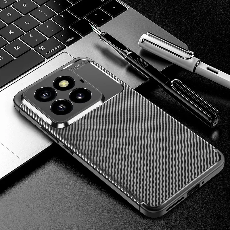 Carbon Fiber Cover For Xiaomi 14 Pro Case Bumper Anti-knock Silicone Funda For Xiaomi 14 ProThin Phone Case For Xiaomi 14 Pro image 6