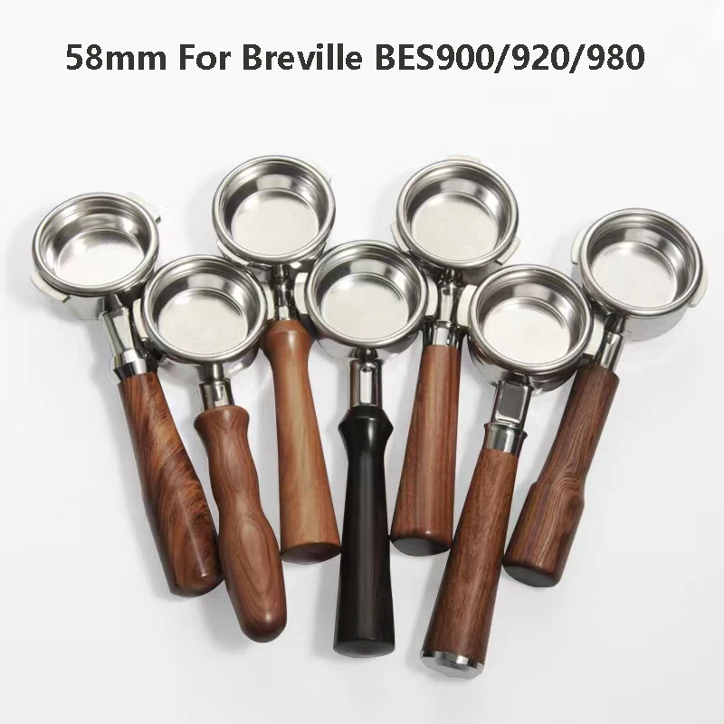 

58mm For Breville BES900/920/980 Coffee Bottomless Portafilter 304 Stainless Steel Filter Replacement Basket Cafe Barista Tools