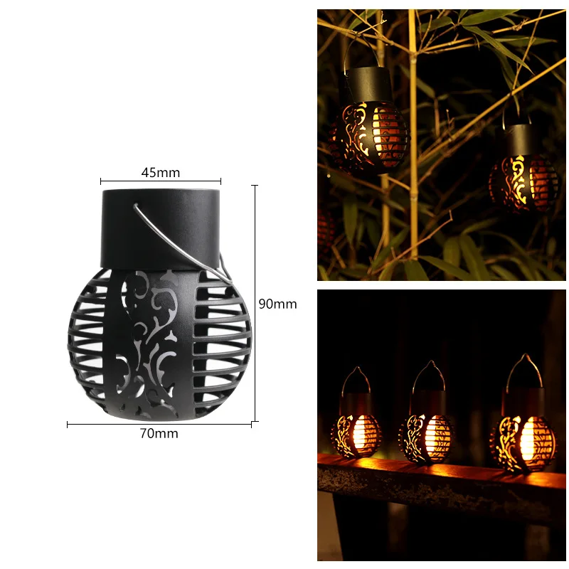 LED Outdoor Solar Hanging Light, impermeável, pequeno controle de luz pendente, gramado oco, jardim, pátio