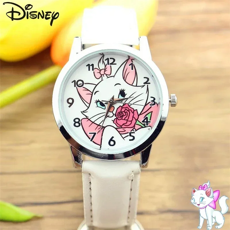 Disney Marie Cat Watch Girl Kids Quartz Watch The Aristocats Women Casual Waterproof Cartoon Watches Fashion Luminous WristWatch