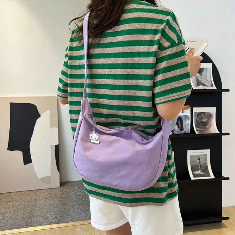 Bolsas Crossbody Multifuncionais para Mulheres, Bolsas de Ombro Monocromáticas, Bolsas Simples para Adolescentes, Bolsa de Grande Capacidade para Mulheres, Harajuku