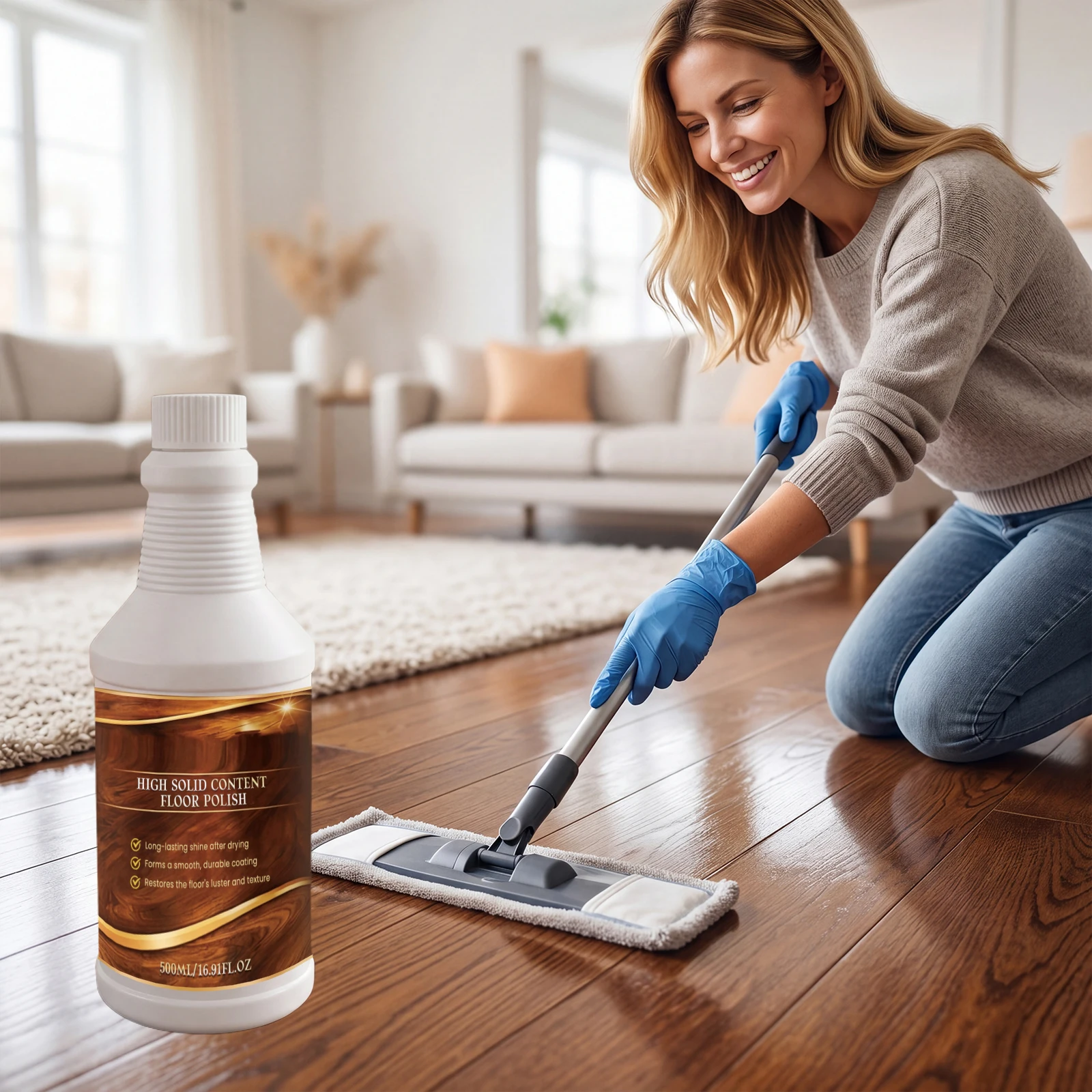 Spray reparador de suelos de madera, agente reparador de arañazos, brillo duradero, protector multisuperficie para el hogar, productos de limpieza para hoteles, 500ml