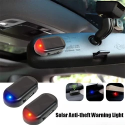 Solar Car Alarm LED Light Red Blue 12V USB Fake Security Systems Anti-Theft Caution Lamp LED Flashlight Indicator