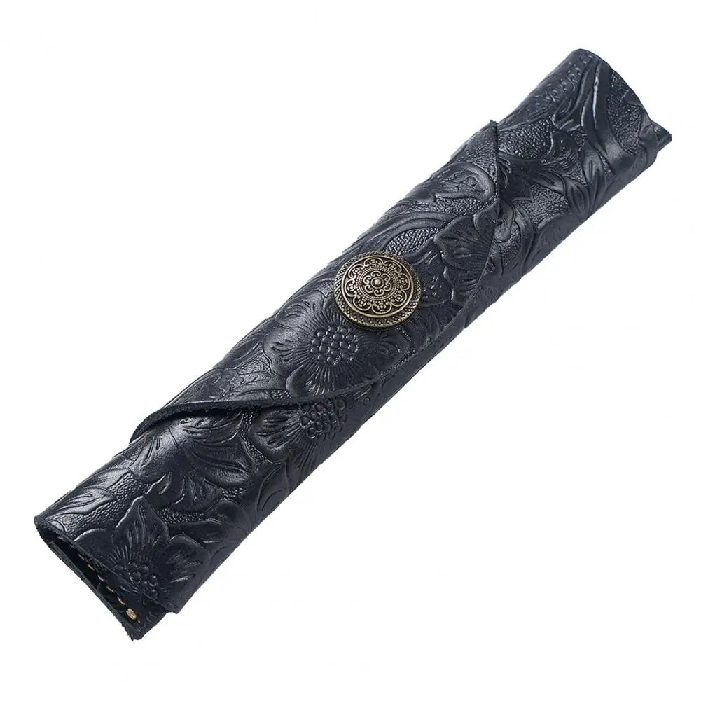 Tas pena Tunggal pola bunga, kantung saku pena warna cerah kulit imitasi tanpa cacat, sentuh lembut, tas pena Tunggal