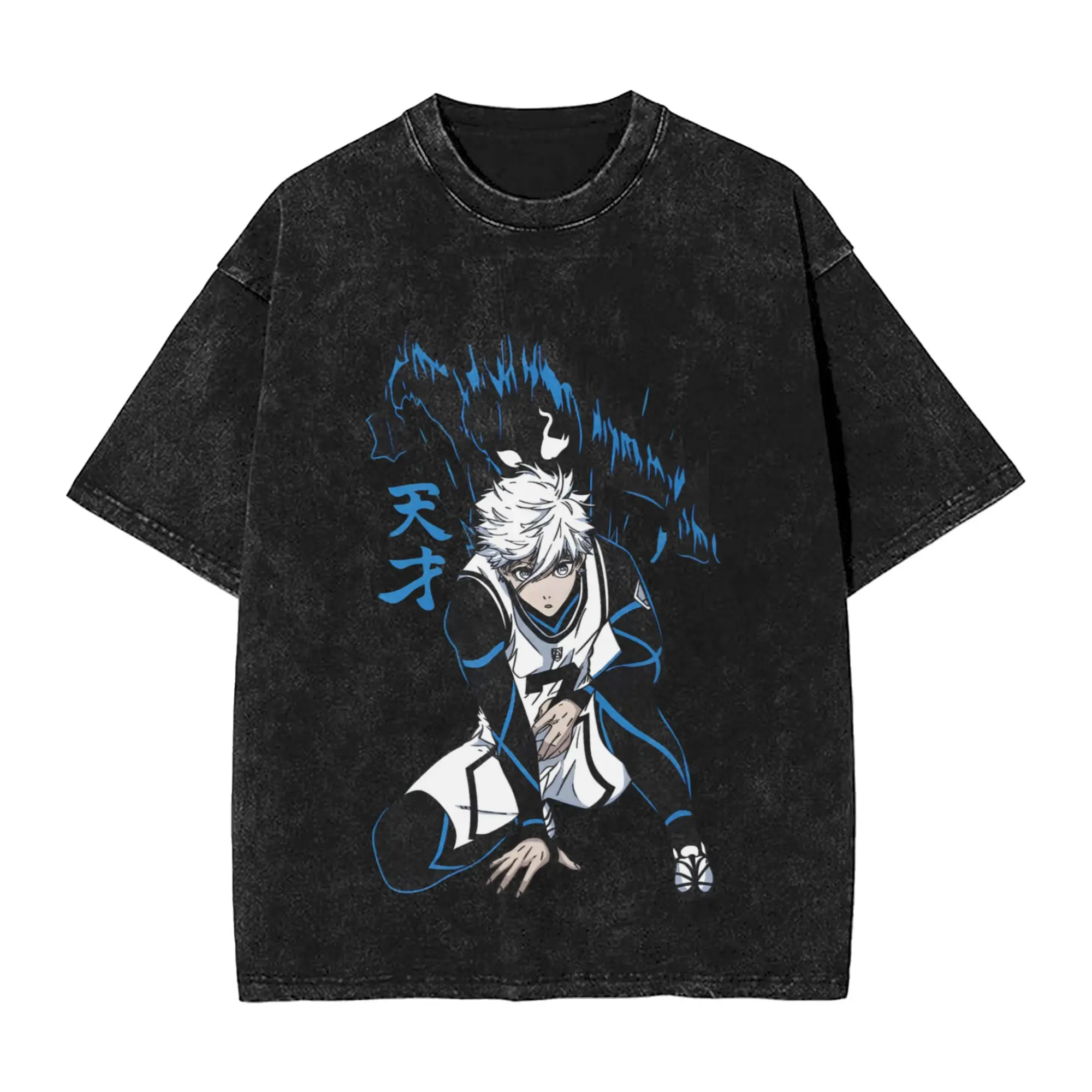 Men T Shirt Nagi Seishiro Washed T Shirts Novelty Blues Locks Character Summer Tees Streetwear Design Cotton Clothing Gift
