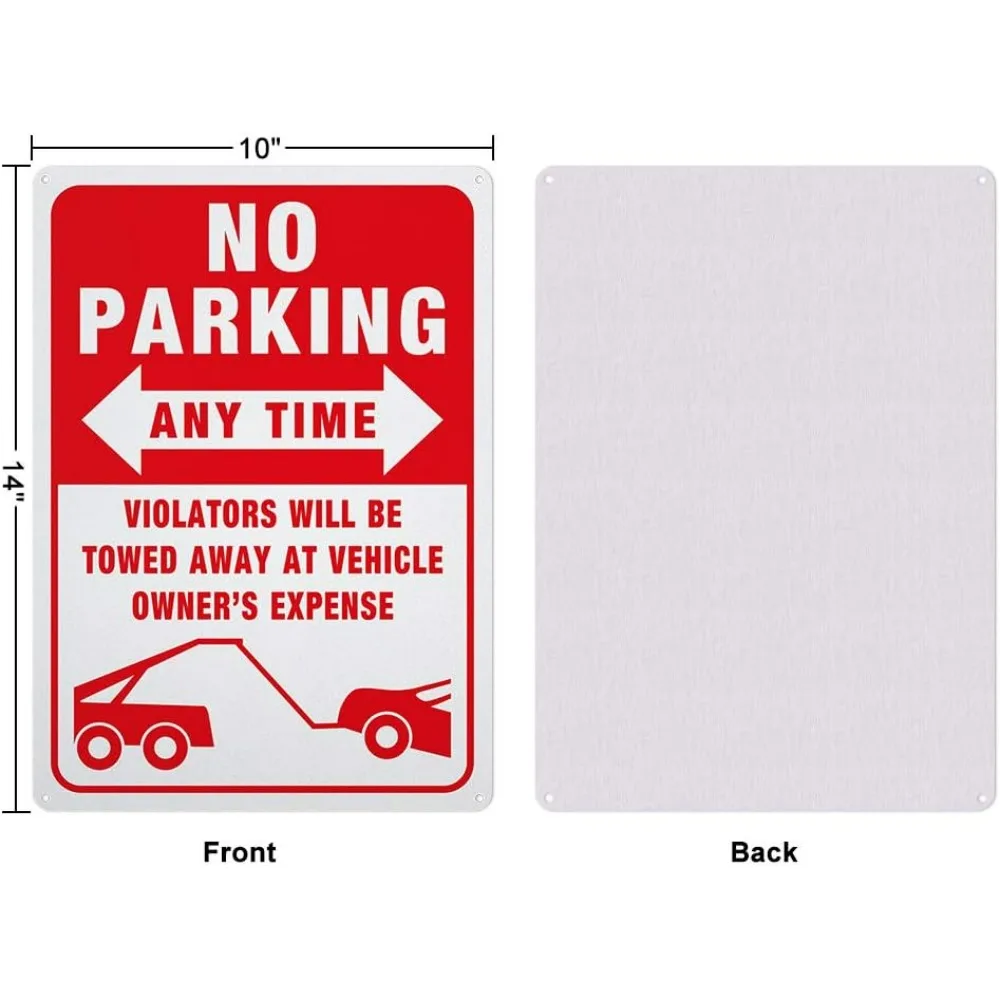 No Parking Any Time Warning Sign 14x10 inches 40 Mil Aluminum Volators Will Be Towed Away Warning Signs for Private Driveway