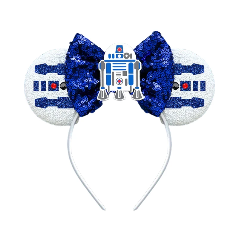 Disney STAR WARS Ears Hairbands Women Robot C-3PO Headbands Girls Cute R2-D2 Hair Accessories Kids Master Yoda Sequins Headwear