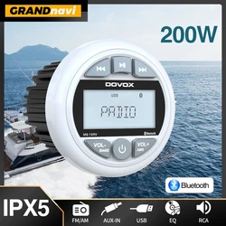 GRANDnavi White Marine Stereo Boat Radio Bluetooth IPX5 Waterproof FM AM Digital Media Audio Player For Yacht Gauge ATV UTV Cart