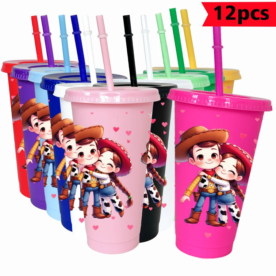 

12pcs/Batch Disney Cowboys Girls 26oz Colored Plastic Tumbler Birthday Party Drinkware Juice Coffee Mugs