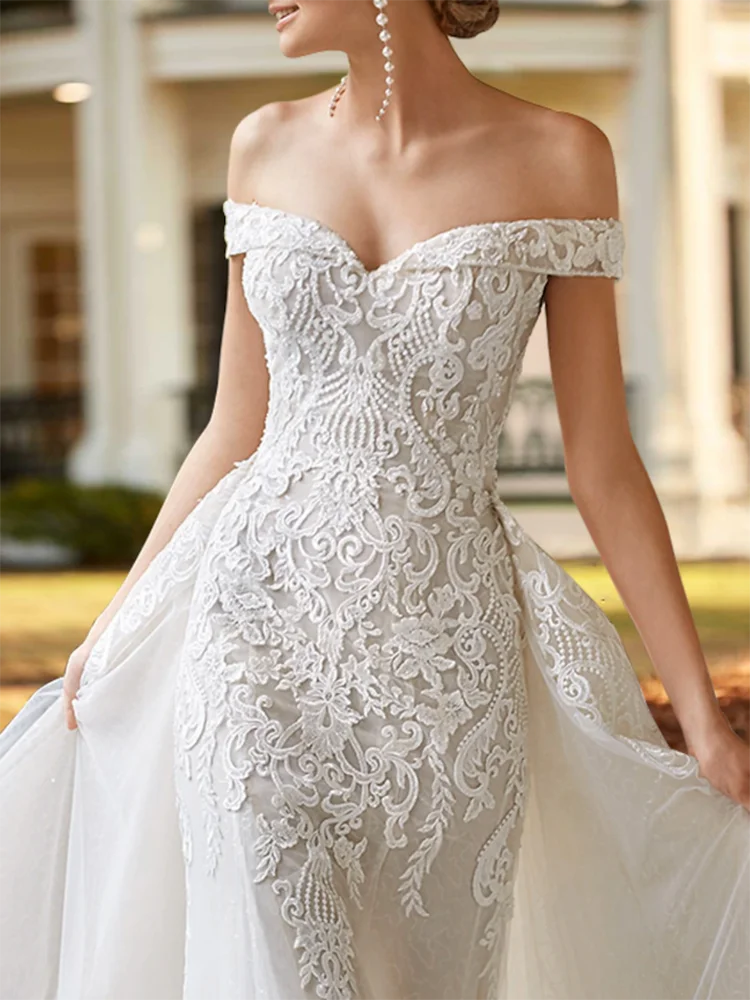 Elegante avorio in due pezzi senza maniche con spalle scoperte in raso con applicazioni di perline abiti da sposa donna festa di fidanzamento nuziale