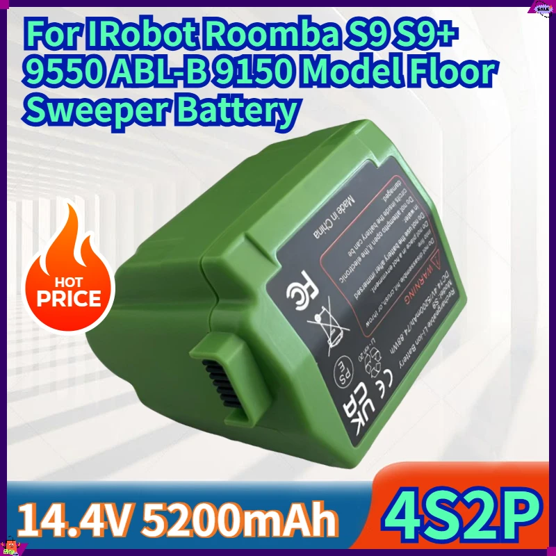 

New 14.4V 5200mAh Replacement 4S2P Li-ion Battery for IRobot Roomba S9 S9+ 9550 ABL-B 9150 Model Floor Sweeper Battery in Stock