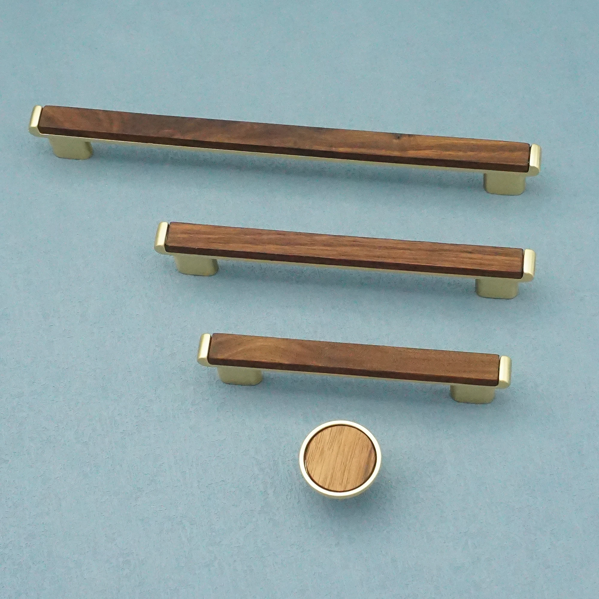 Natural Wooden Kitchen Cabinet Handles Drawer Round Knobs Zinc Alloy Gold Dresser Wardrobe Pulls Modern Furniture Hardware